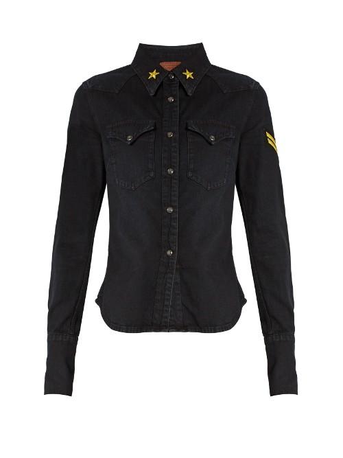 Rockins Embroidered Stretch-denim Shirt