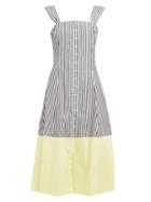 Matchesfashion.com Staud - Ariel Striped Cotton Midi Dress - Womens - Yellow Multi