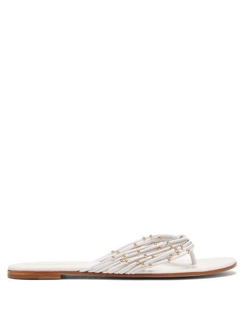 Matchesfashion.com Gianvito Rossi - Beaded Leather Slides - Womens - Beige
