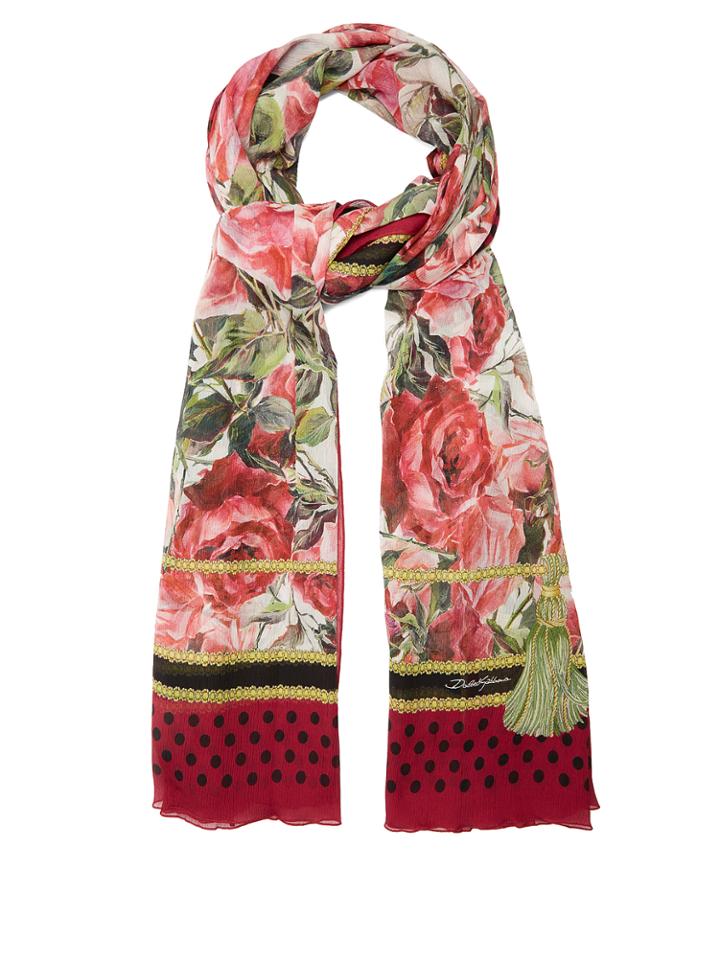 Dolce & Gabbana Rose-print Silk Scarf