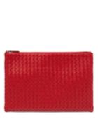 Matchesfashion.com Bottega Veneta - Intrecciato Leather Pouch - Womens - Red
