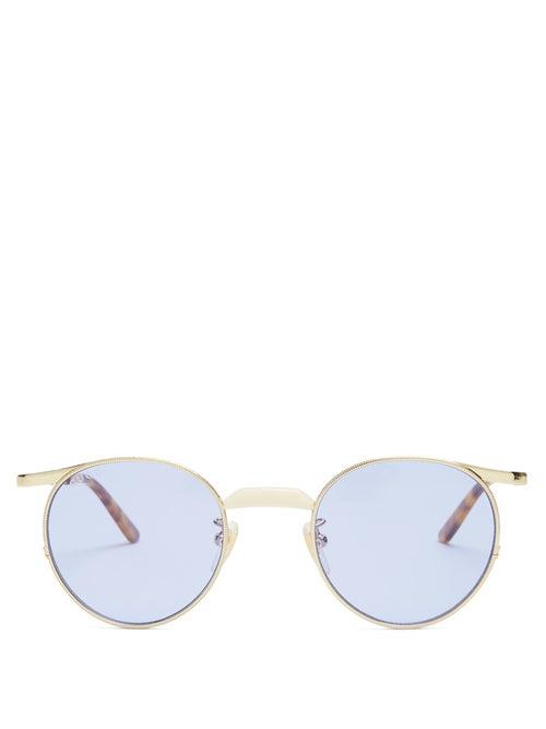 Mens Eyewear Gucci - Round Metal Sunglasses - Mens - Gold