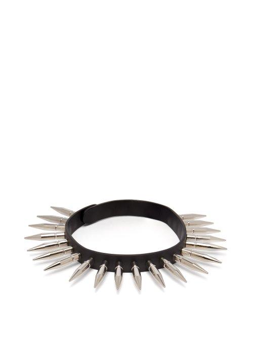 Matchesfashion.com Vetements - Spike Embellished Leather Choker - Womens - Black