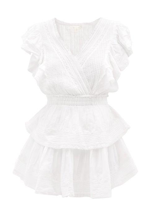 Loveshackfancy - Gwen Ruffled Cotton Mini Dress - Womens - White