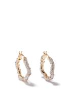 Yvonne Lon - Wave Diamond & 18kt Gold Hoop Earrings - Womens - Silver Gold