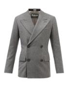 Alexander Mcqueen - Double-breasted Wool-flannel Suit Jacket - Mens - Grey