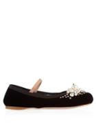 Miu Miu Pearl-embellished Velvet Flats