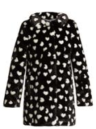 Hvn Courtney Heart-print Faux-fur Coat