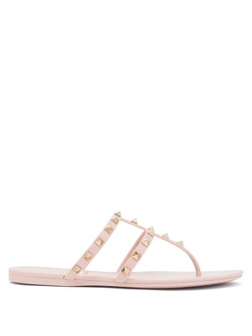 Matchesfashion.com Valentino Garavani - Rockstud Jelly Slides - Womens - Light Pink
