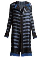 Matchesfashion.com Issey Miyake - Gleam Striped Pleated Coat - Womens - Blue Multi