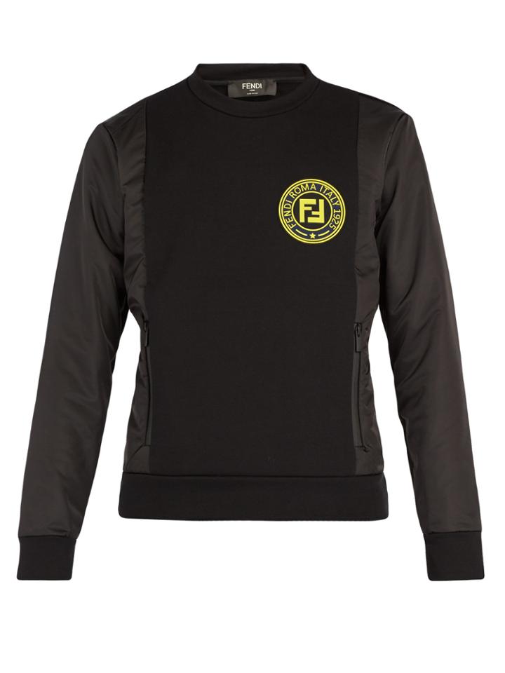 Fendi Crew-neck Logo-patch Cotton-blend Sweatshirt