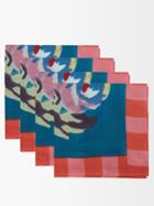 Lisa Corti - Set Of Four Nizam Floral-print Cotton Napkins - Womens - Pink Multi