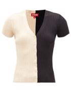 Staud - Cargo Bi-colour Stretch-knit Cardigan - Womens - Black Multi