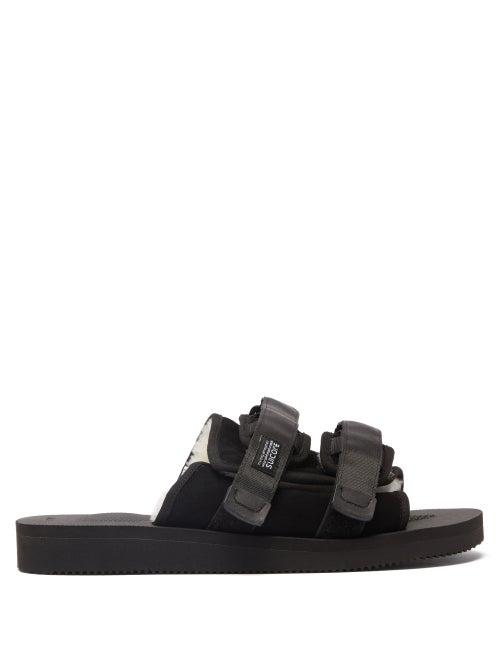 Suicoke - Moto-mab Suede And Nylon Slides - Mens - Black