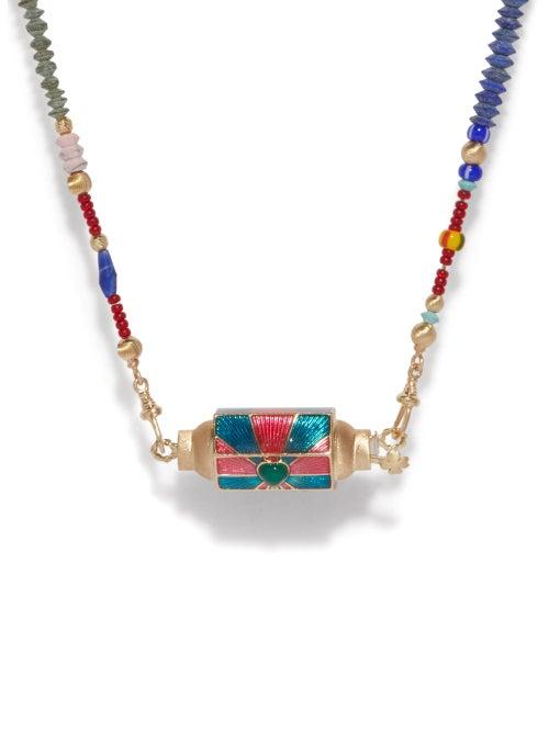 Marie Lichtenberg - Candy Heart Onyx, Beads & 14kt Gold Necklace - Womens - Green Multi