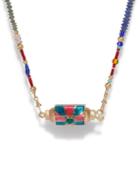 Marie Lichtenberg - Candy Heart Onyx, Beads & 14kt Gold Necklace - Womens - Green Multi