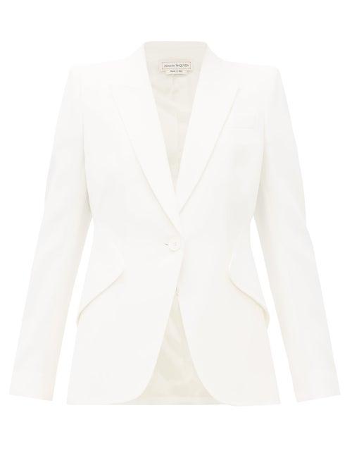 Matchesfashion.com Alexander Mcqueen - Leaf Single Breasted Crepe Jacket - Womens - Ivory