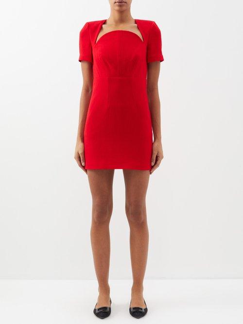 Roland Mouret - Moon Wool-crepe Mini Dress - Womens - Red