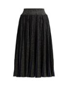 Matchesfashion.com Sportmax - Pleated Metallic Midi Skirt - Womens - Navy Multi