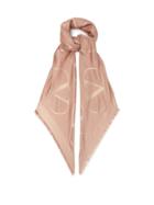 Ladies Accessories Valentino Garavani - V-logo Jacquard Silk-blend Twill Scarf - Womens - Beige