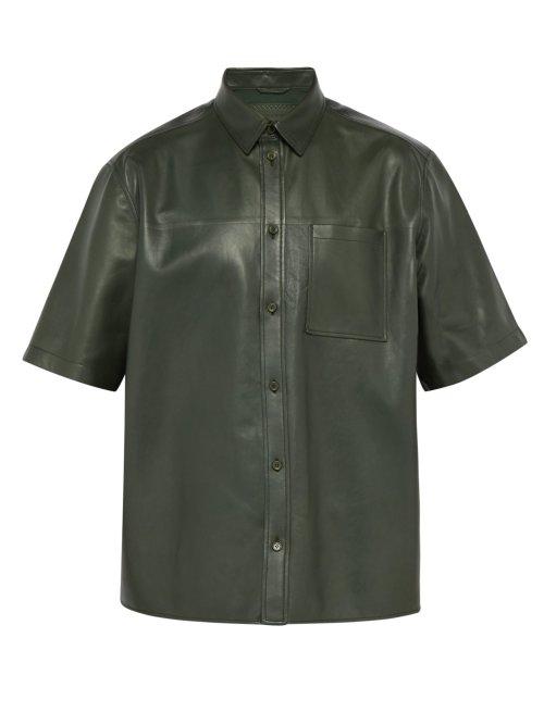 Matchesfashion.com Bottega Veneta - Boxy Fit Leather Shirt - Mens - Green