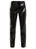 Matchesfashion.com Valentino - Slim Leg Vinyl Trousers - Womens - Black