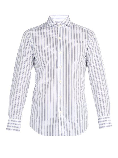 Matchesfashion.com Finamore 1925 - Striped Cotton Shirt - Mens - Blue