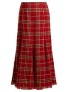 Matchesfashion.com Gabriela Hearst - Amy Cashmere And Silk Blend Flannel Midi Skirt - Womens - Red Print