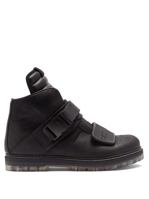 Matchesfashion.com Rick Owens - X Birkenstock Velcro High Top Leather Trainers - Mens - Black