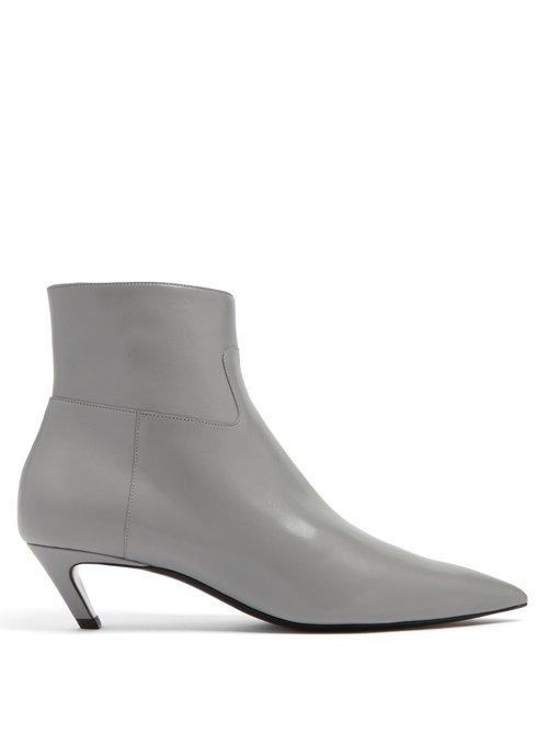 Matchesfashion.com Balenciaga - Slash Leather Bootie - Womens - Light Grey