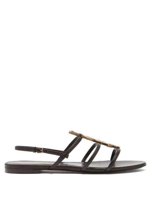 Matchesfashion.com Saint Laurent - Cassandra Ysl Monogram Leather Sandals - Womens - Black