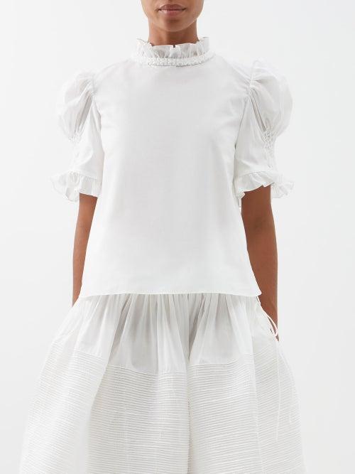 Horror Vacui - Julietta Cotton-poplin Blouse - Womens - White