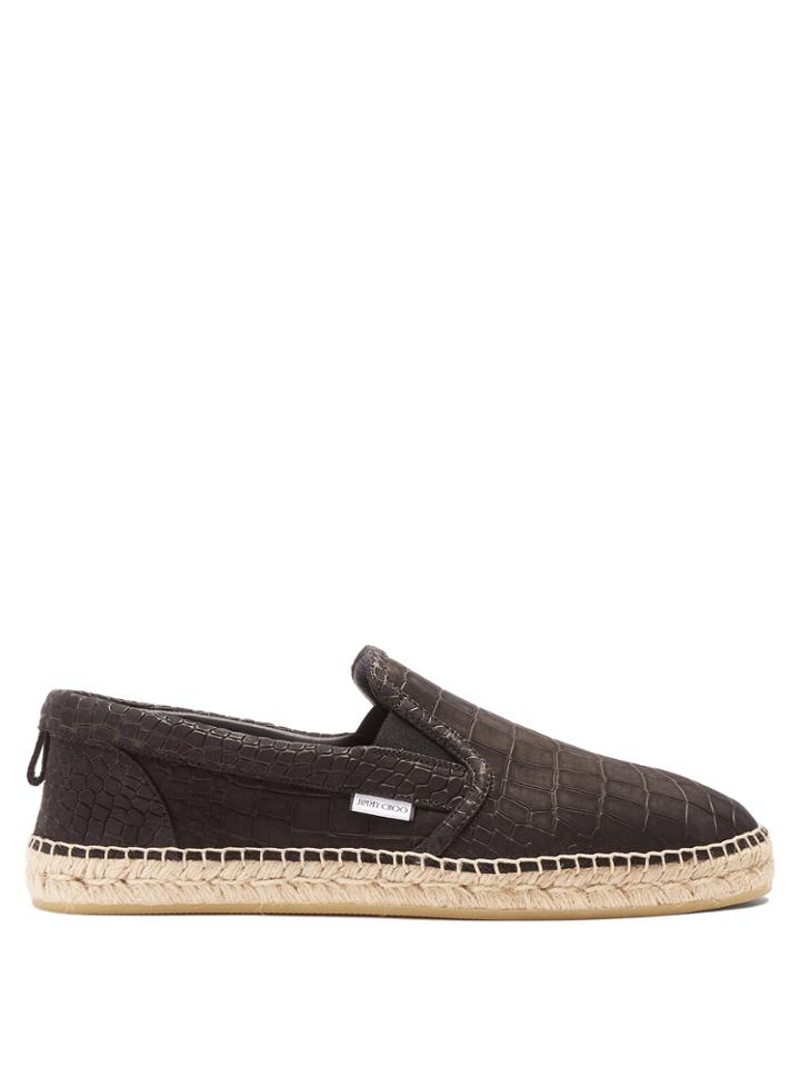 Jimmy Choo Crocodile-effect Leather Espadrilles