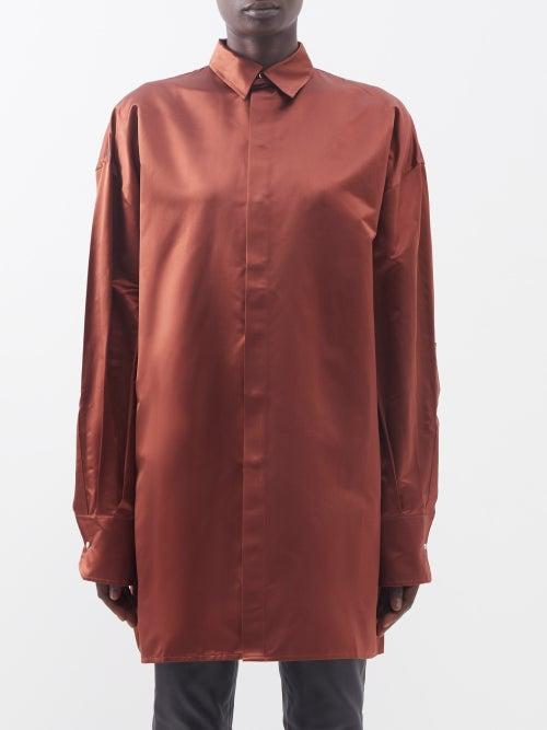 Sa Su Phi - Valentina Silk-duchesse Satin Shirt - Womens - Rust