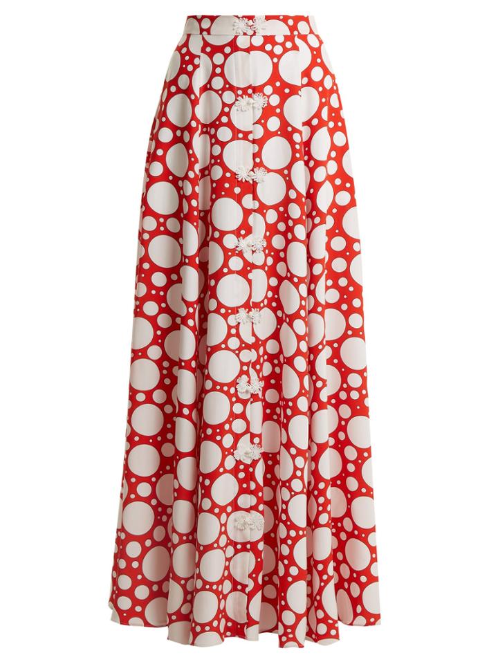 Rebecca De Ravenel Lolita Polka-dot Print Button-down Skirt