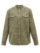 Balmain - Monogram-jacquard Cotton-blend Denim Shirt - Mens - Green