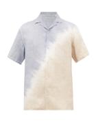 Matchesfashion.com Altea - Baker Tie-dye Slubbed Linen-poplin Shirt - Mens - Blue Beige