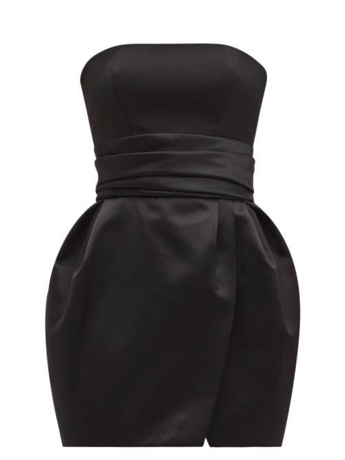Matchesfashion.com Alexandre Vauthier - Strapless Wool And Satin Mini Dress - Womens - Black