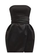 Matchesfashion.com Alexandre Vauthier - Strapless Wool And Satin Mini Dress - Womens - Black