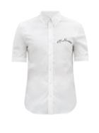 Matchesfashion.com Alexander Mcqueen - Brad Pitt Logo-embroidered Cotton-blend Shirt - Mens - White