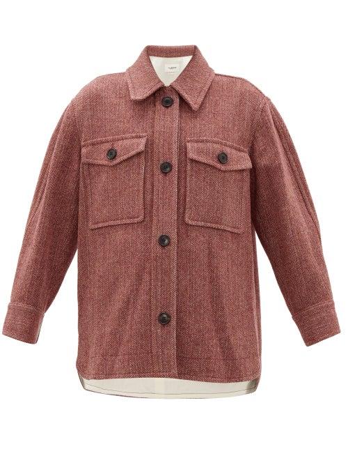 Matchesfashion.com Isabel Marant Toile - Garvey Wool-herringbone Shirt Jacket - Womens - Burgundy