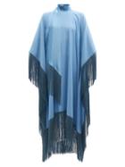 Ladies Rtw Taller Marmo - Mrs Ross High-neck Fringed Crepe Kaftan Dress - Womens - Blue