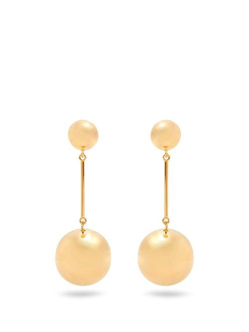 Matchesfashion.com Jw Anderson - Double Sphere Gold Plated Drop Earrings - Womens - Gold