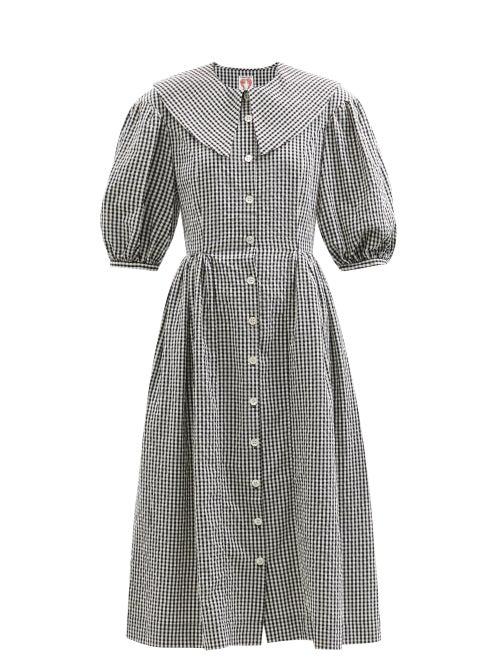 Shrimps - Olivia Cotton-gingham Shirt Dress - Womens - Black White