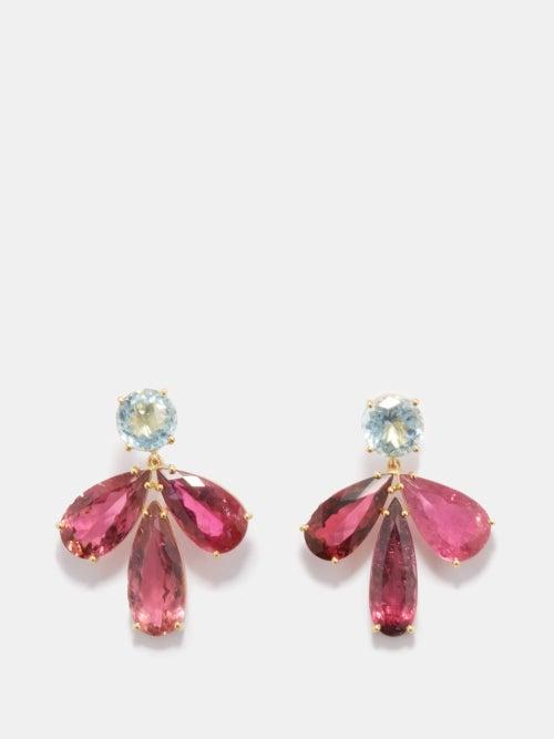Irene Neuwirth - Gemmy Gem Tourmaline & 18kt Gold Earrings - Womens - Pink Multi