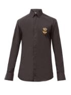 Matchesfashion.com Dolce & Gabbana - Bee-embroidered Slim-fit Cotton-poplin Shirt - Mens - Black