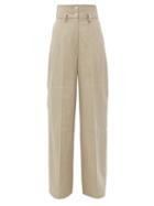 Matchesfashion.com Lemaire - High-rise Wool-twill Wide-leg Trousers - Womens - Light Grey