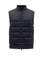 Ermenegildo Zegna - High-neck Quilted Merino-wool Gilet - Mens - Navy