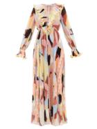 Matchesfashion.com Self-portrait - Ruffled Geo-print Pliss-georgette Maxi Dress - Womens - Multi