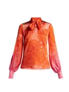 Matchesfashion.com Peter Pilotto - Floral Print Hammered Silk Blend Blouse - Womens - Red Multi